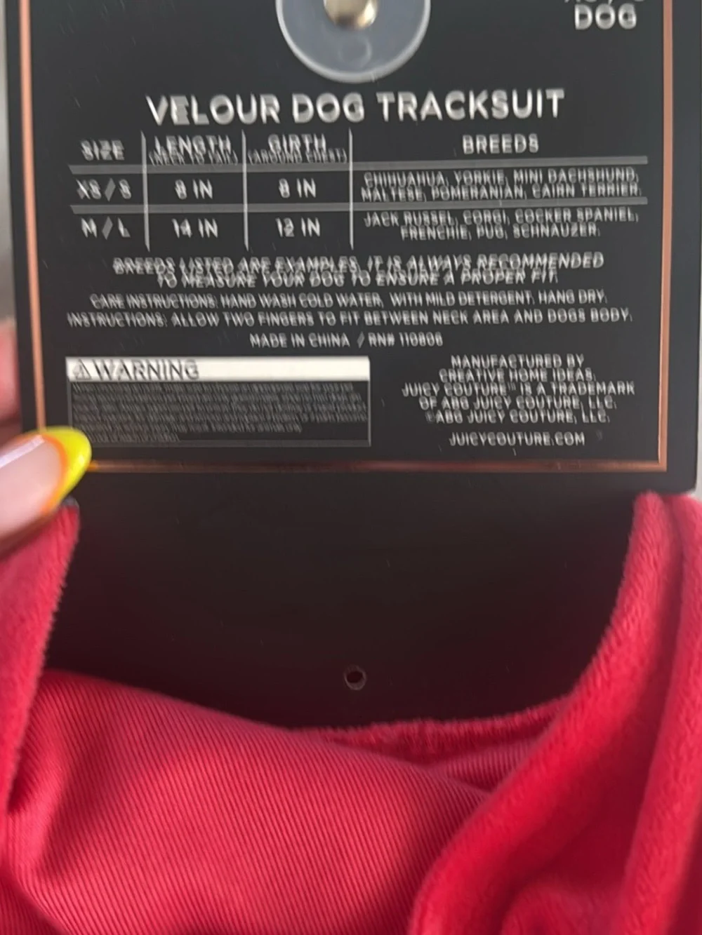Juicy Couture Red Heart velour jumpsuit for dog
